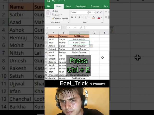 Stop Typing Names in Excel! 🤯 Press Ctrl+E & Watch THIS Happen!