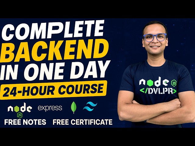🚀🔥 Complete Backend Development in One Day (2025) | Hindi | Notes | GitHub | Free Certification