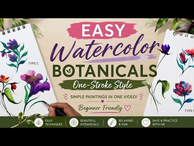 One Stroke Flower Painting 🌸 | Easy Watercolor Tutorial for Beginners