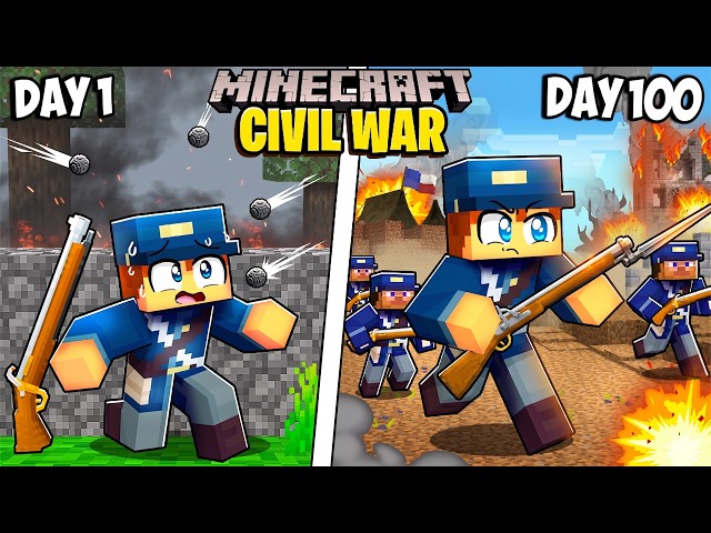 I Survived 100 Days in a CIVIL WAR in Minecraft!