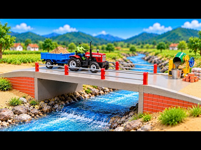 DIY Mini Tractor Builds Bridge | Satisfying Video | Miniature Construction ASMR