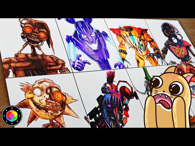 Dibujando TODO el FNAF SECURITY BREACH RUIN! (Mimic, Entity, Freddy, Eclipse y...) | PlastiVerse