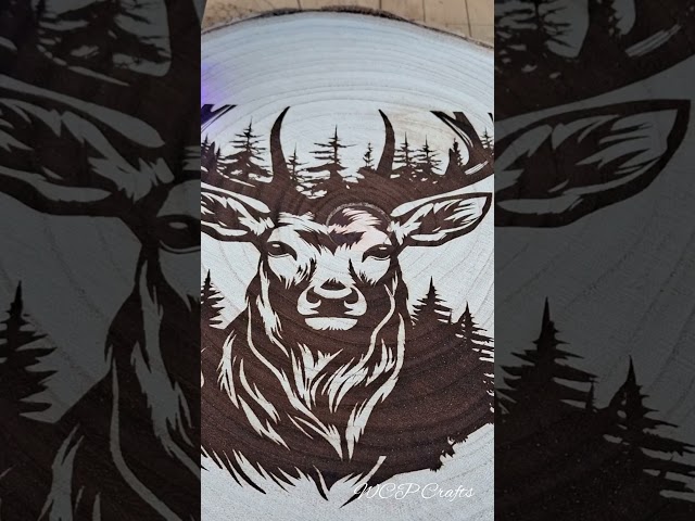 Laser Engraved Wooden Slice. #laserengraving #stag #scottish #wood #laser #engraving