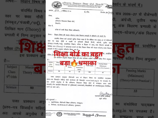 हरियाणा विद्यालय शिक्षा बोर्ड ने कर दिया कमाल|57 साल में पहली बार नियम बदला|BSEH Latest Updat|