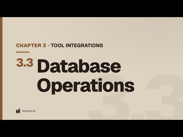 3.3 Database Operations | Tool Integrations