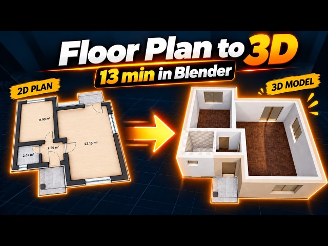 I Turned a Floor Plan Into 3D in Blender in 13 Minutes