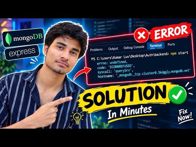 errno undefined ,code ECONNREFUSED problem solution in Mongodb and vs code #econnrefused #mongodb