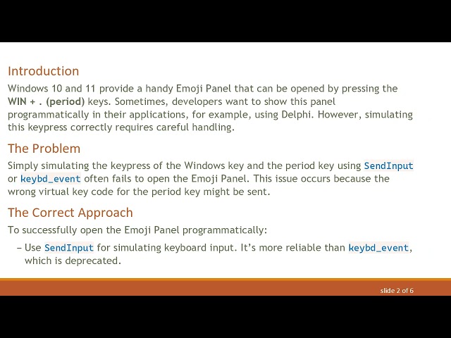 How to Programmatically Show the Windows Emoji Panel Using SendInput