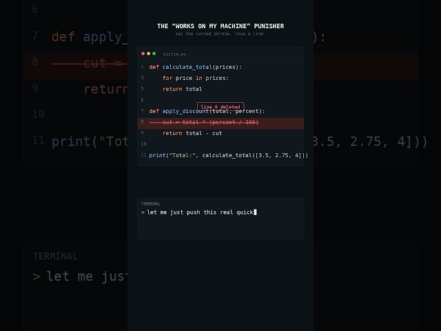 I Built an IDE That Deletes Your Code Every Time You Say "It Works On My Machine" 💀#viral #ai#shorts