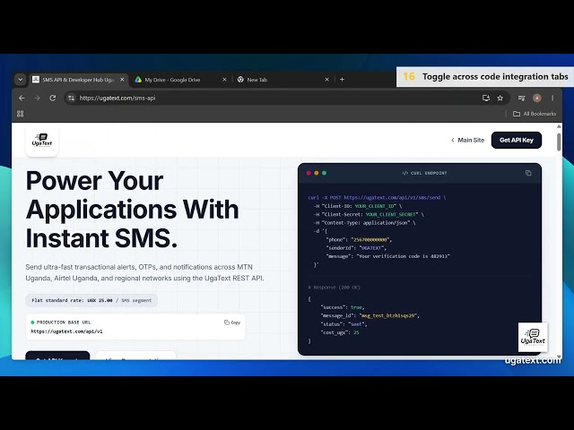 How to integrate Uga Text SMS API into your application and start sending SMS programmatically.