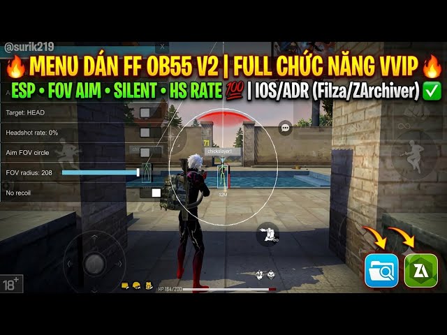 MENU FILE V2 FF OB55 Esp-Aim-Pov-Silent-HS Rate ALL IOS/ADR