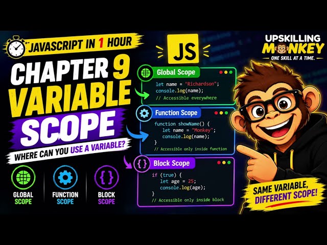 How to Understand Variable Scope in JavaScript | Chapter 9 | JavaScript in 1 hour