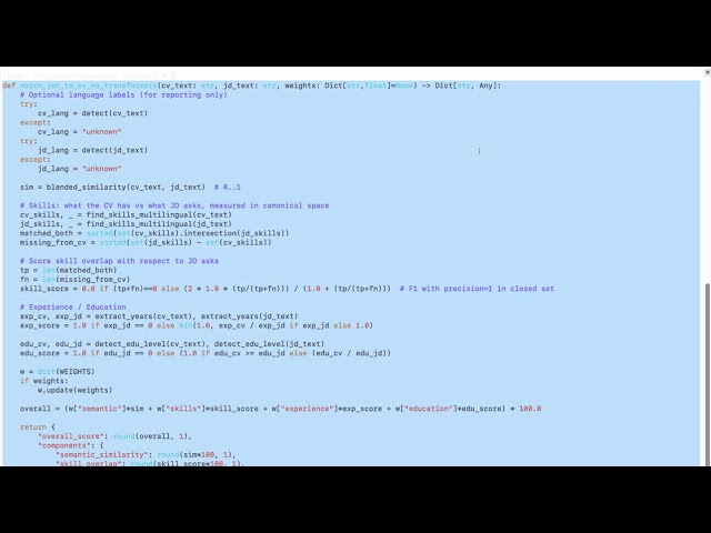 Automated job and CV matching using Python and NLP with help of OpenAI Codex