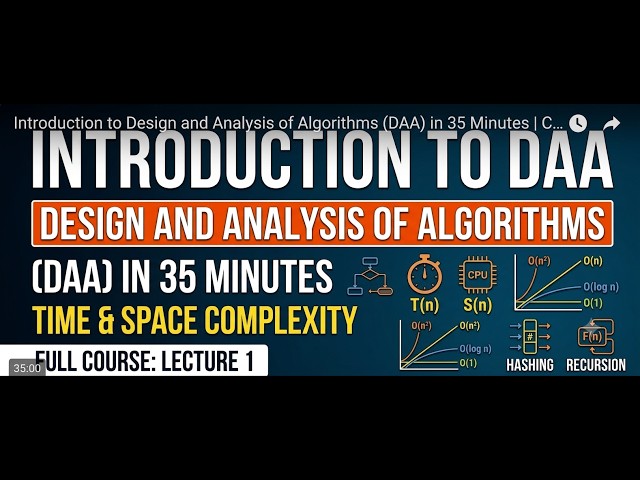 Introduction to Design and Analysis of Algorithms (DAA) in 35 Minutes | Complete Overview