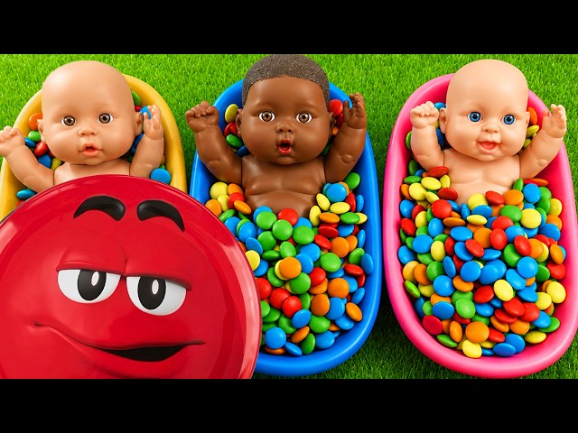 4 Minutes Satisfying Video | Mixing Funny Candy ASMR & Make Up in 3 Bathtubs with Magic M&M's Candy