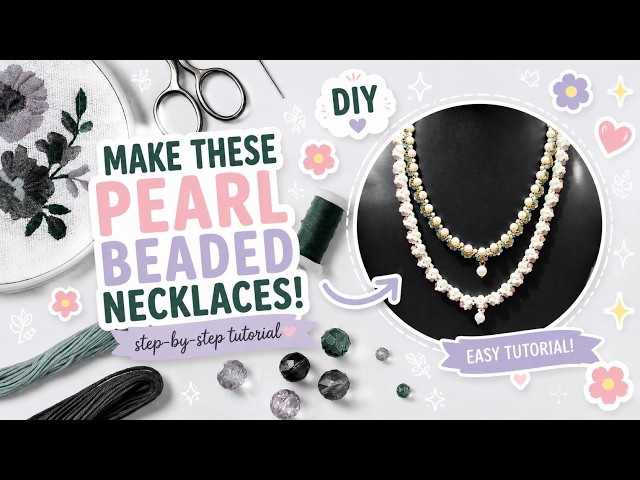 Make this Easy DIY Pearl Necklace with crystal accents in just a few minutes!🎀