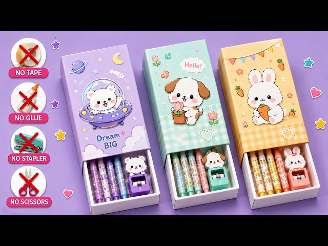 How To Make a Kawaii Pencil Box 🤩 | No Glue No Tape | DIY Origami Craft | Paper Craft Ideas #diy