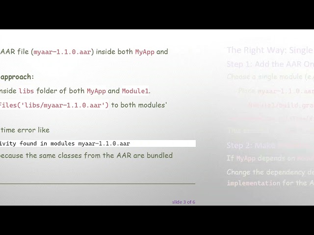 How to Use the Same AAR File in Both Android App and Its Modules
