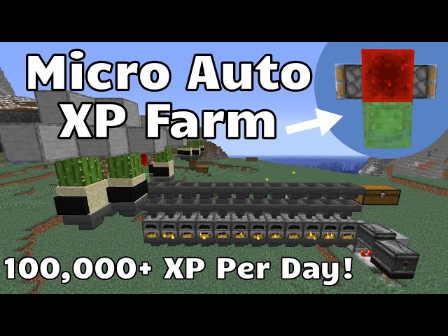 Micro Auto XP Farm, Huge Power 100k+ XP per Day!   (Minecraft Java 1.13 - 1.15+)