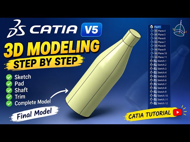 CATIA V5 3D Modeling Tutorial | Using Command Multisection, Extrude,And fill CommandGuide#3dmodeling