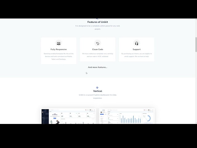 Unikit - Laravel 9 Admin and Dashboard Template ui backend