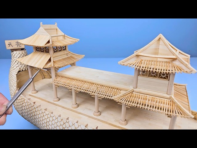Handcrafting a Dragon Boat Using Bamboo Sticks and Super Glue【tianliang】