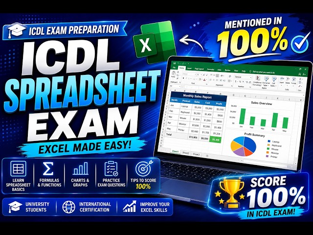 ICDL Spreadsheet Tutorial for Beginners | Score 100% in Exam