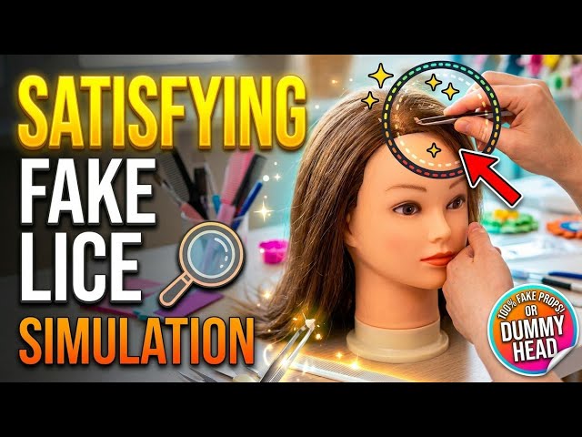 Fake Lice Removal Simulation - Satisfying Dummy Head Cleaning