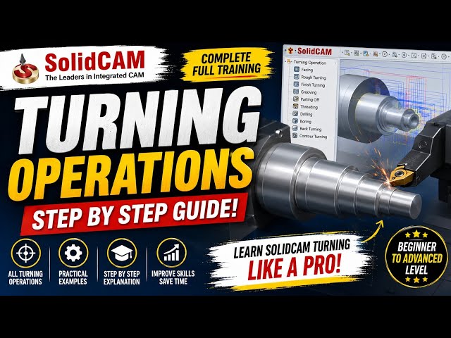 84_🔥 SolidCAM Turning Operations | Full Training Step-by-Step | Complete CNC Turning Guide