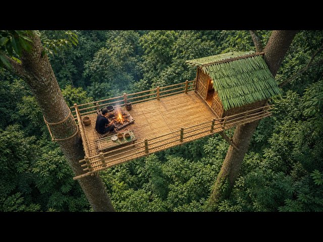Building an Elevated Tree Shelter with Rope Ladder to Avoid Ground Predators