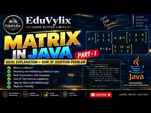 Matrix in Java | Basic Explanation & Matrix Addition | Part 1 | Java Programming