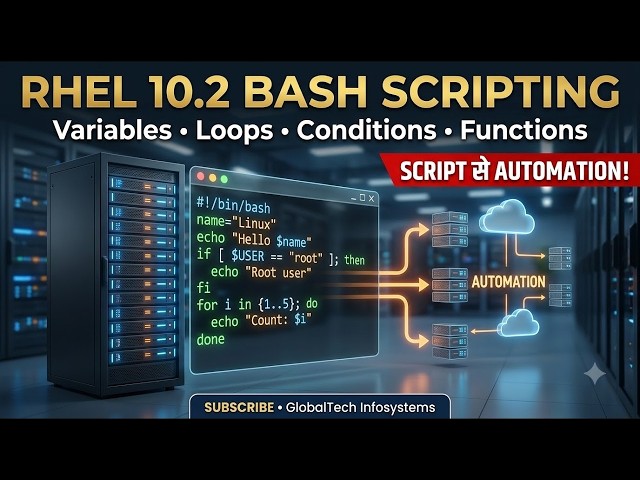 RHEL 10 2 Bash Scripting क्या है    Variables, Loops, Conditions   Functions Complete Guide in Hindi
