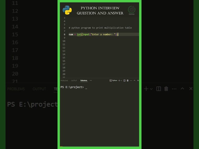 Python Program to Print Multiplication Table 🔢 #shorts #python 🐍 #PythonShorts