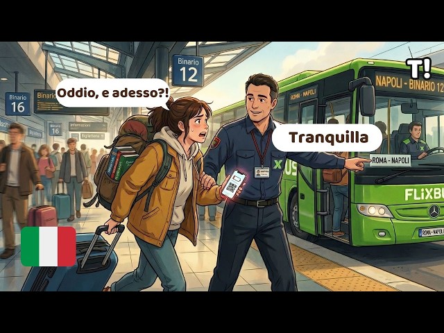 Real Italian Conversations 🚍 | FlixBus Situations & Dialogues (A1-A2)