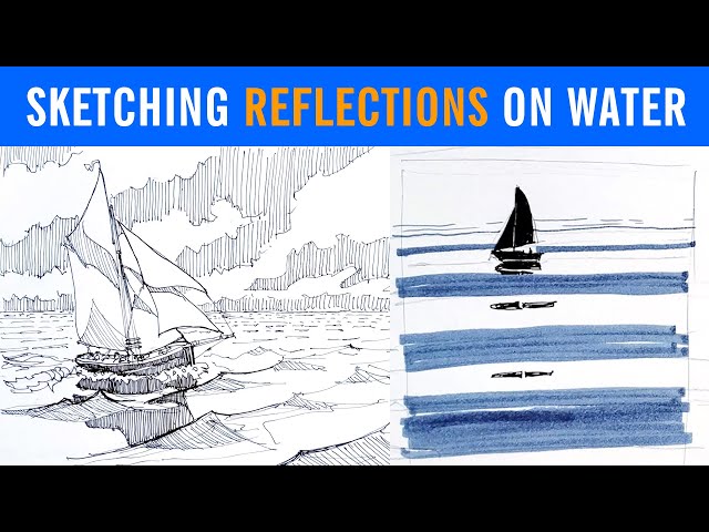Learn Sketching Water and Reflections in Easy Steps - Such a good method!