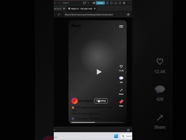🔥 Instagram Reels Style UI | Smooth Web Design ✨#shorts #htmltricks