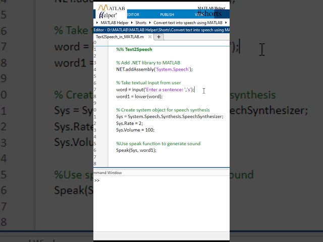 Convert text into speech using MATLAB  #shorts