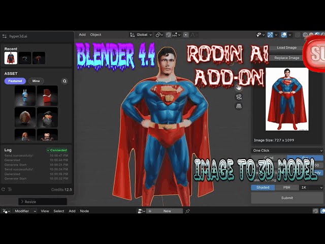 Rodin AI Add-on for Blender 4.4 ✍️ AI-Powered Sculpting & Smart Mesh Tools