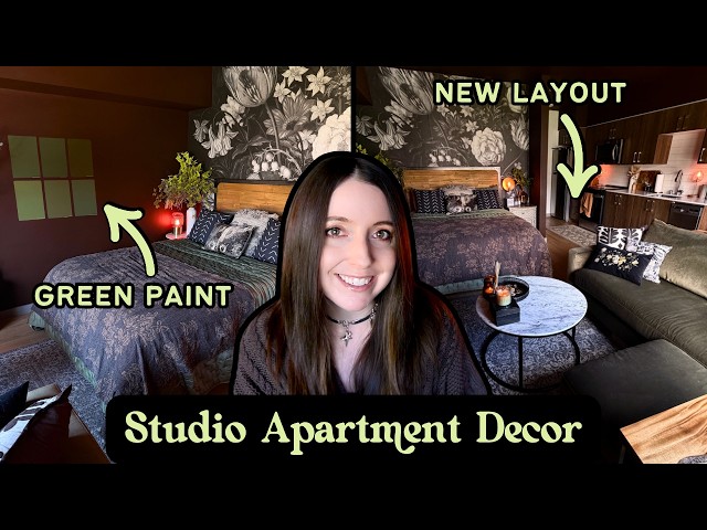 Decorating My Studio Apartment: New Studio Layout + A Green Academia Boho Design Shift…? 🌿
