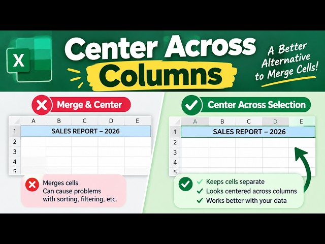 Center Across Selection in Excel | Better Alternative to Merge & Center