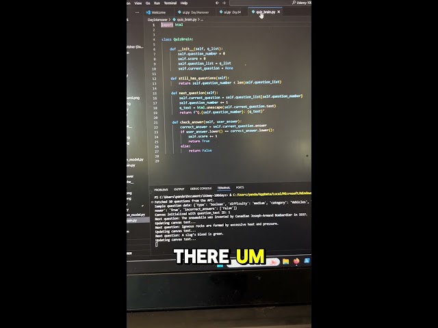 📚 Day 34 of #100DaysOfCode – Building a Quiz Game with Classes + APIs 🐍✨