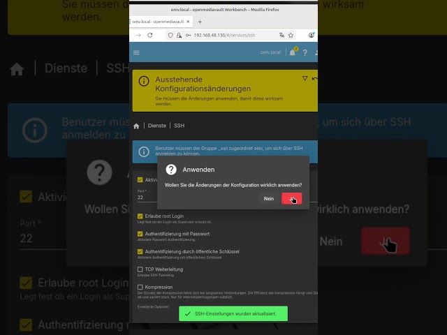 Setting up SSH in OpenMediaVault
