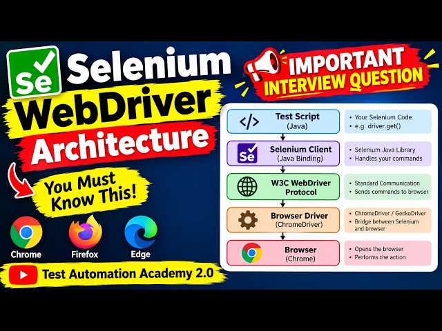 Selenium WebDriver Architecture Explained | Important Interview Question | Selenium Tutorial