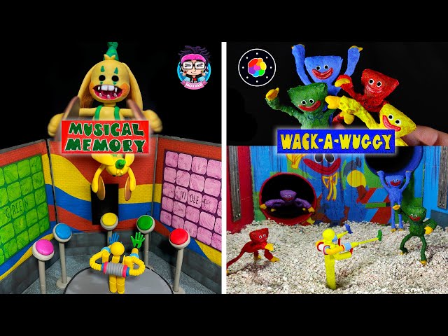 DIORAMAS of MUSICAL MEMORY and WACK A WUGGY (Bunzo, Mini Huggies) made of Play-Doh and Cardboard ...