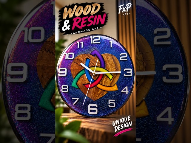 I Turned Wood Into a Colorful Knot #resinclock #epoxyart #epoxyresin #fxpart #shorts