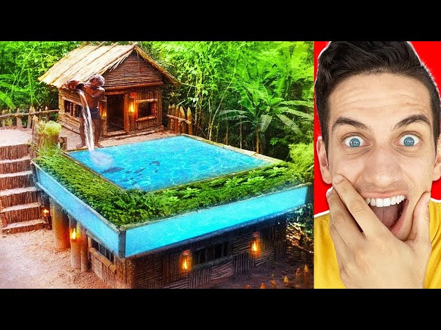 KID BUILDS MILLIONAIRE MANSION with WATER SLIDE into SWIMMING POOL!