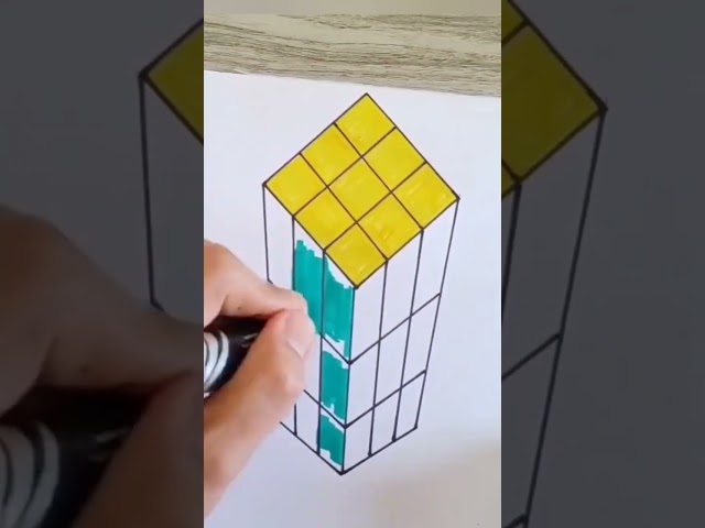 Floating Rubik's Cube Drawing