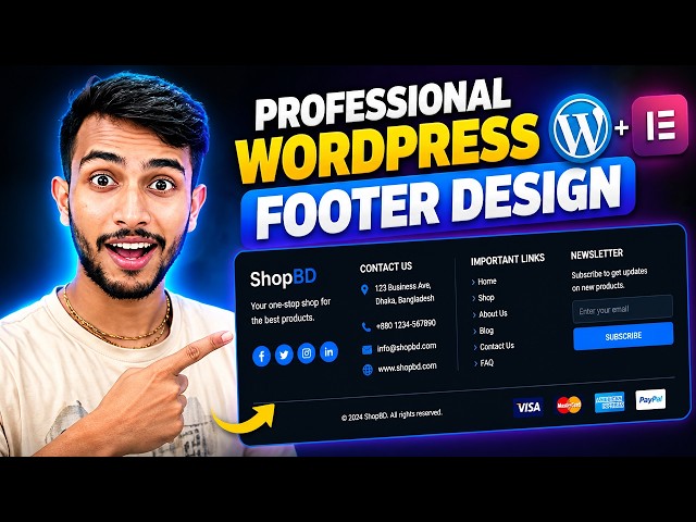 How to Design a Professional WordPress Website with Elementor | Footer Design | website design
