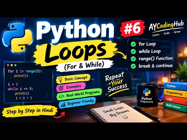 Python Loops | For Loop & While Loop Explained | Python Tutorial #6 | AYCodingHub