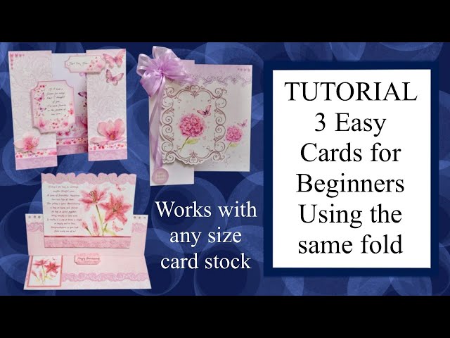 How-to Tutorial 3 easy card folds for beginners card making using any size card. Fancy fun folds